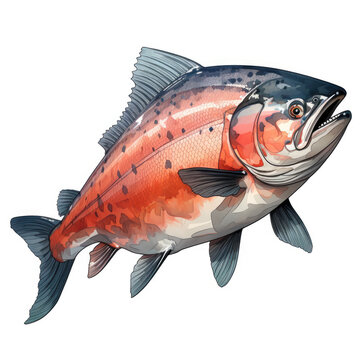 recommend clip art: watercolor Salmon clipart, Generative Ai
