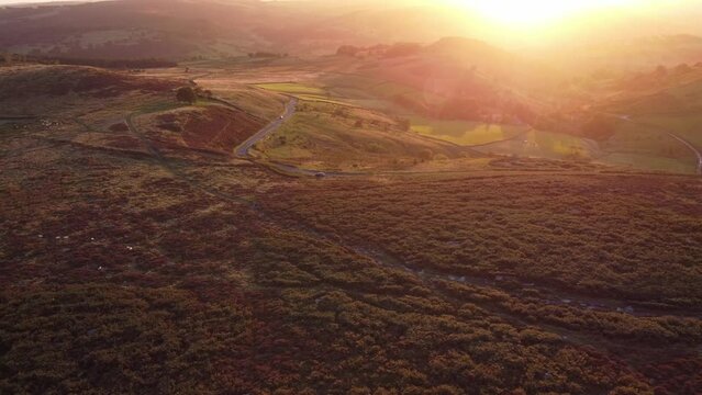 Usual rural England landscape in Yorkshire. Amazing view in the national park Peak District on a sunny day in Summer
