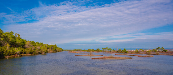 The Divjake-Karavasta National Park - view at the Lagoon of Karavasta, Albanian Adriatic Sea Coast