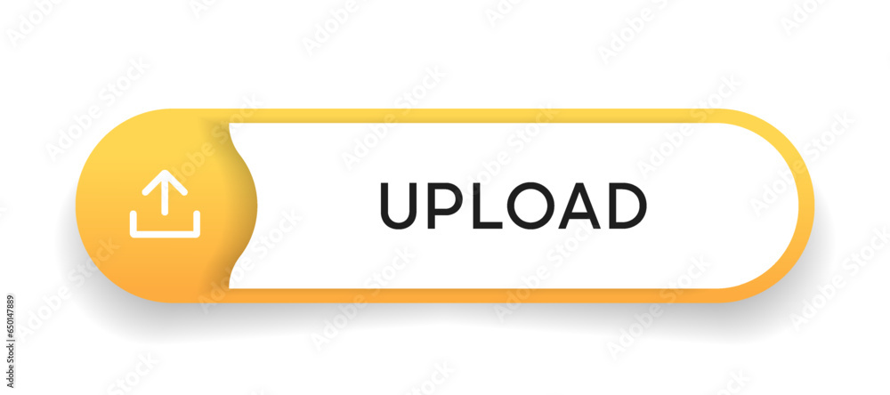 Poster 3D upload download button icon. Upload icon. Down arrow bottom side symbol. Click here button. Save cloud icon push button for UI UX, website, mobile application.
