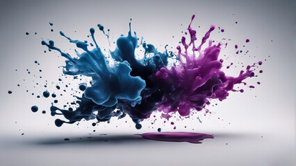 Explosion of purple blue ink. Dynamic creative background.