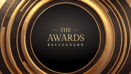 Black golden circle awards graphics background. Luxury premium corporate abstract design. Elegant realistic paper cut textured style 3d. Modern template certificate. Vector illustration.