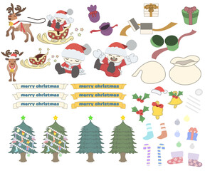 クリスマスのかわいいセット素材