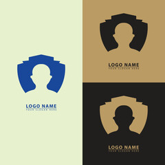 people shield logo icon combination vector.