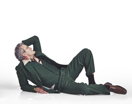 Dancing, fashion and senior man in suit for groovy, retro and vintage outfit listening to music. Disco, pose and elderly model from Canada with elegant style isolated by transparent png background. - Powered by Adobe