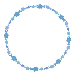 sea fishes predator art drawn round frame