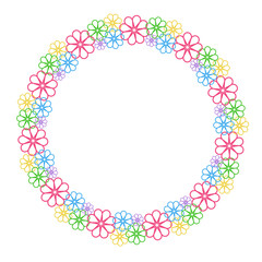 abstract summer color flowers art drawn round frame
