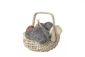 PNG, Cozy hobby - knitting, isolated on white background