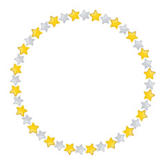 golden and silver stars art drawn round frame