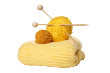 PNG, Cozy hobby - knitting, isolated on white background