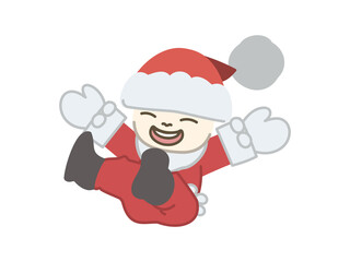 クリスマスのかわいいはしゃいでいる子供のサンタ