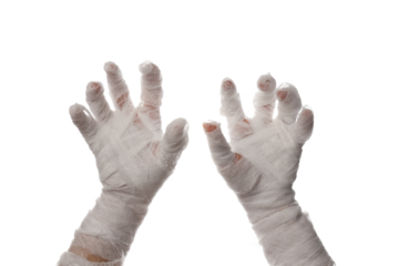 PNG, Hands in white bandage, isolated on white background