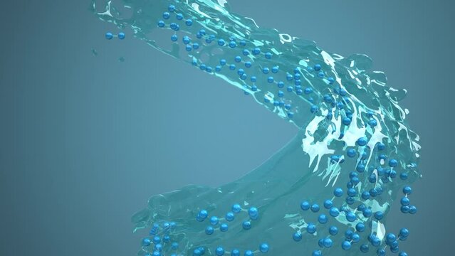 4k Video Animation mit einem Strudel aus Wasserstoffmolekülen. ProRes 4444