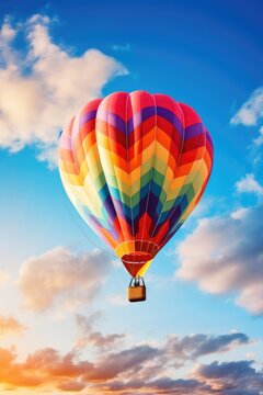 Hot air balloon in the sky, AI generated Image