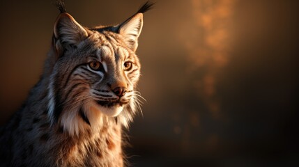 Fototapeta premium Close-up view of an adult Iberian lynx in a Mediterranean oak forest. World's rarest animal.