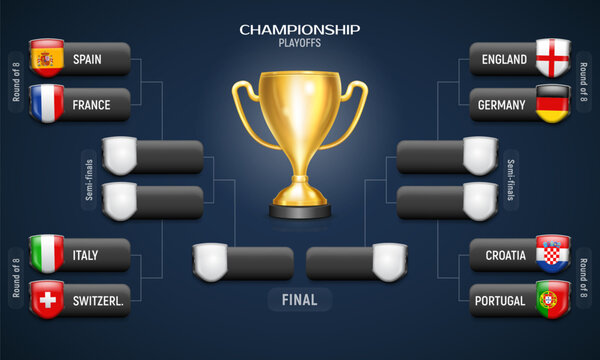 Football 2022 playoff match schedule. Tournament bracket. Football results  table, participating to the final championship knockout. vector illustratio  Stock Vector Image & Art - Alamy