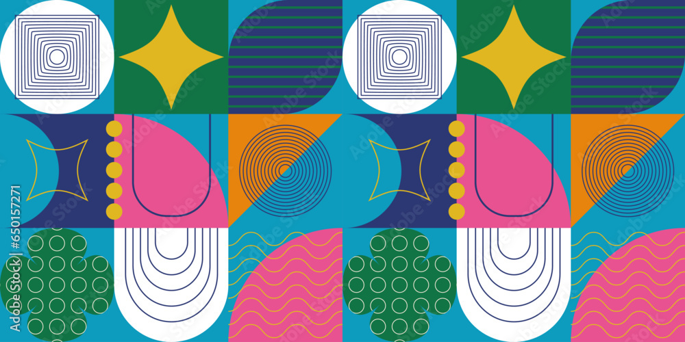Poster colorful geometric background in retro style. vector illustration of a background with geometric sha