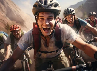 Plexiglas foto achterwand A group of cyclists © cherezoff