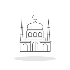 Islamic mosque icon in flat style. Islamic religion symbol for your web site design, logo, app, UI 