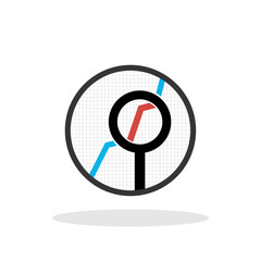 Modern research icon in flat style. Analyze symbol for your web site design, logo, app, UI 