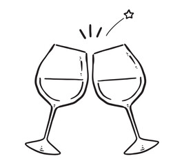 ワインで乾杯するイラスト