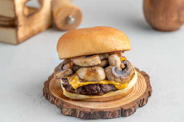 Mushroom burger with cheese
