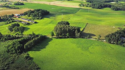 Aerial of Farmland Rural Landscape at Sunrise