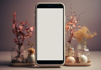 Maquette de smarphonne avec fleurs