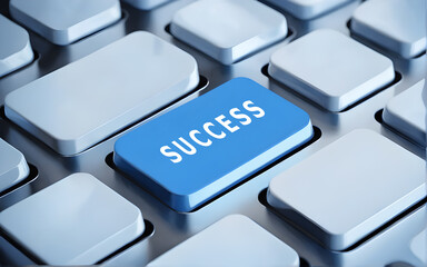 Keyboard button that says success Touch the blue button.