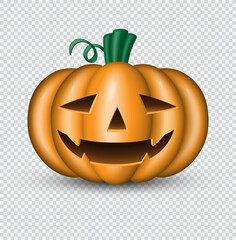 Halloween pumpkin isolated on transparent background. Vector illustration.