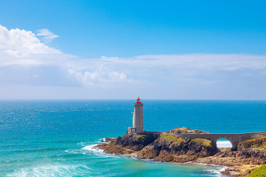 panoramic view of the famous le petit minou lighthouse located in a scenic area of brittany