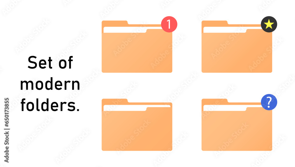 Poster set of modern folders icons for ui ux