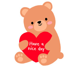 A teddy bear holding heart