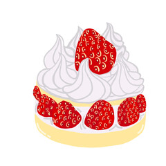 Strawberry Cake with cream, PNG File