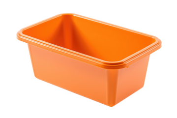 Orange plastic box for storage isolated on transparent background. Generative Ai