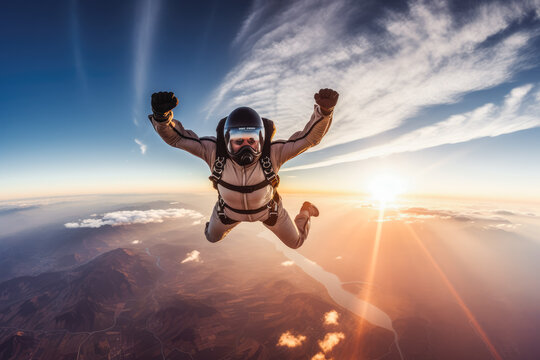 Skydiver with beautiful view in background.
