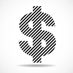 Dollar sign with lines isolated on white background. Vector illustration