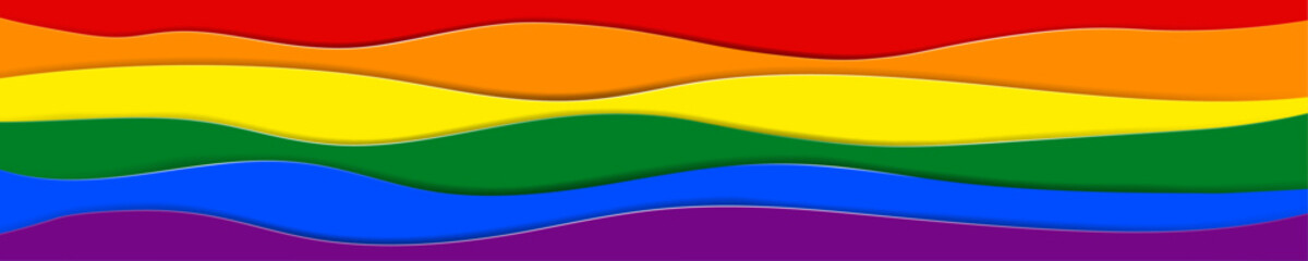 Paper Cutout Pride Flag. Paper origami design Rainbow pride flag background. Vector Illustration. 