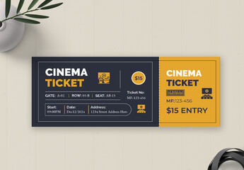 Fototapeta na wymiar Cinema Event Ticket Design Template