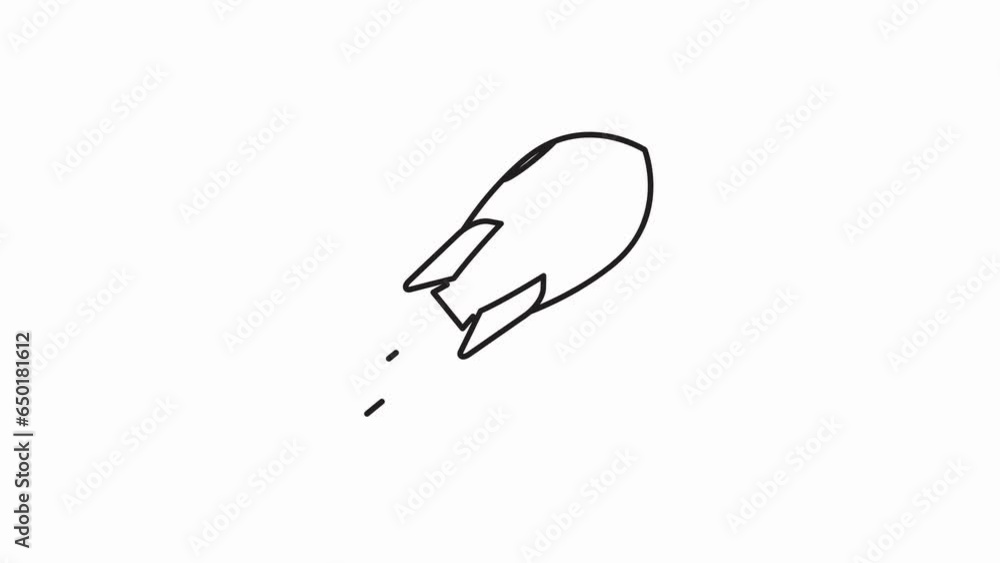 Poster rocket animated line icon. 4k animated icon to improve project and explainer video, rocket icon for 