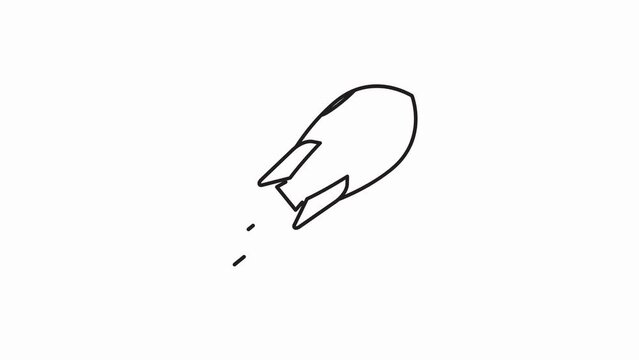 Rocket Animated line Icon. 4k Animated Icon to Improve Project and Explainer Video, rocket icon for upload sign, transfer file, data submit, game, and others.