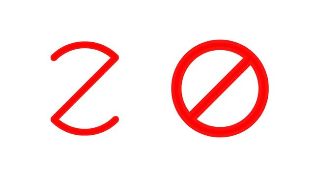 Cross symbol animation on white background, Wrong Symbol in Motion graphic. traffic sign red circle crossed out for prohibition prevent illegal things.