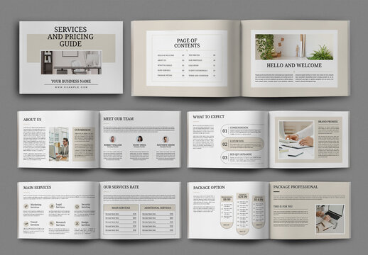 Services and Pricing Guide Brochure Design
