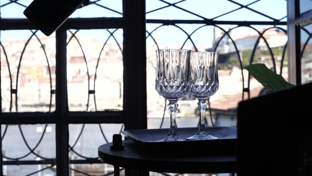 port wine testing, glasses with drink