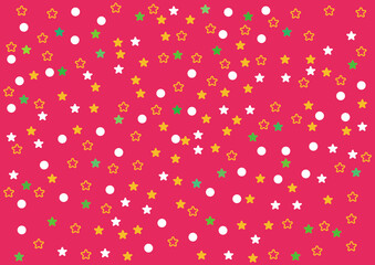 キラキラ星（赤と黄色と緑と白）背景赤2