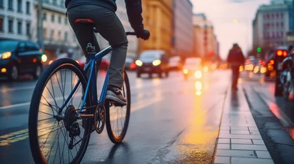 Zelfklevend Fotobehang someone cycling in the city © vie_art