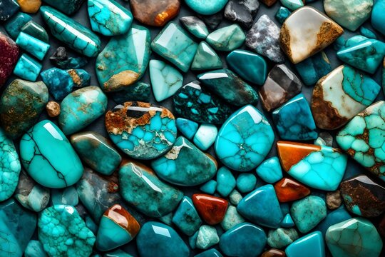 Colorful closeup turquoise gemstone texture. Background for design.