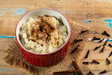cup of canjica, typical food consumed in the Brazilian Festa Juninas