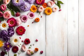 Beautiful flowers on white background  copy space for text