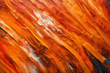 Closeup of abstract rough colorful orange colors art painting texture background wallpaper, with...